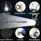 Keychain Flashlight 2 Pack, 1000 Lumens EDC Flashlight COB Work Light, Bottle Opener Keychain Mini Pocket Flashlight