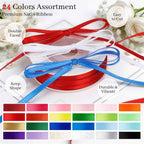 Satin Ribbon Set - 24 Colors Double Faced, 1/8 Inch x 17 Yards Each