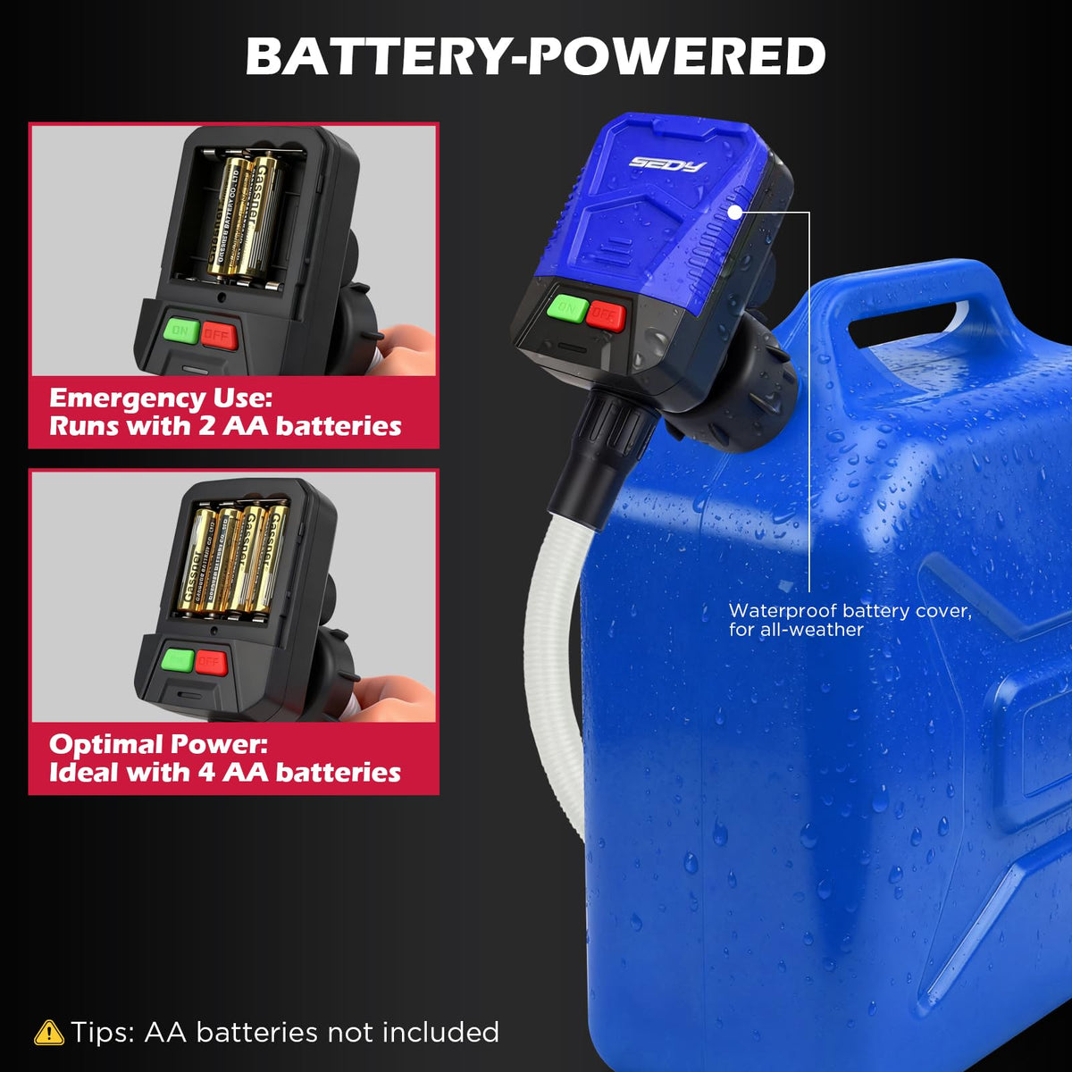 Automatic Fuel Transfer Pump with Auto-Stop, Battery-Operated Gas Can Pump