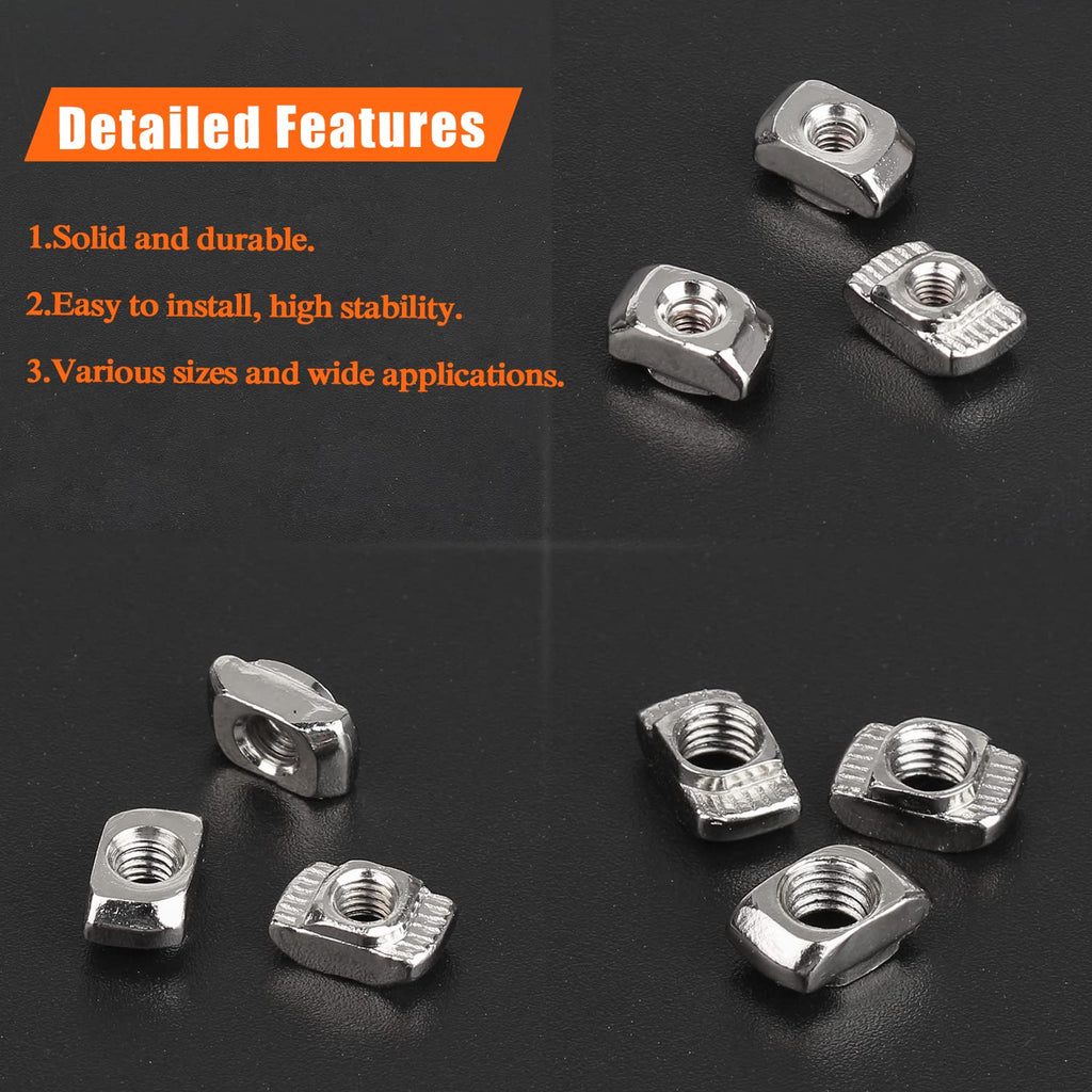 HELIFOUNER 200 Pieces 2020 Series M5 T Nuts, M5 T Slot Nuts for Aluminum Profile