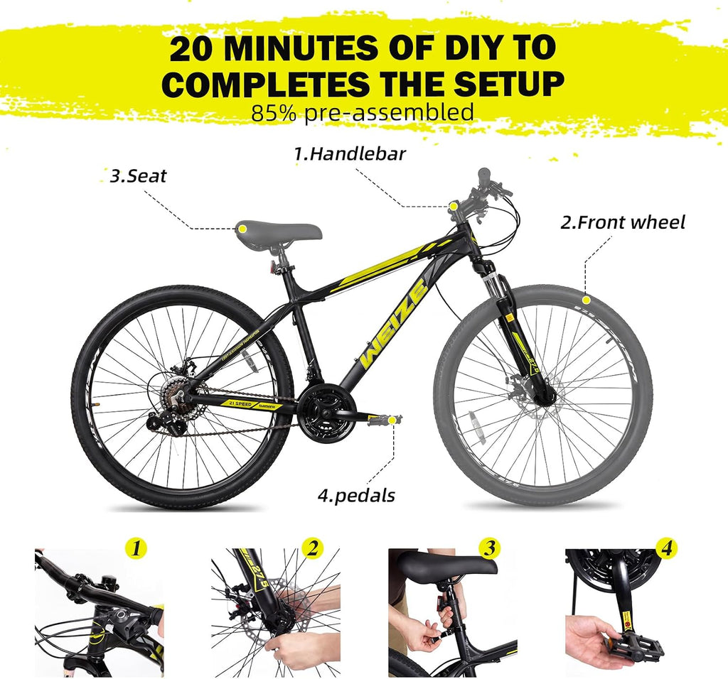 Mountain Bike, 26/27.5-Inch Adult Bike, 21-Speed Rear Disc Brake, Lightweight Aluminum Frame for Men and Women
