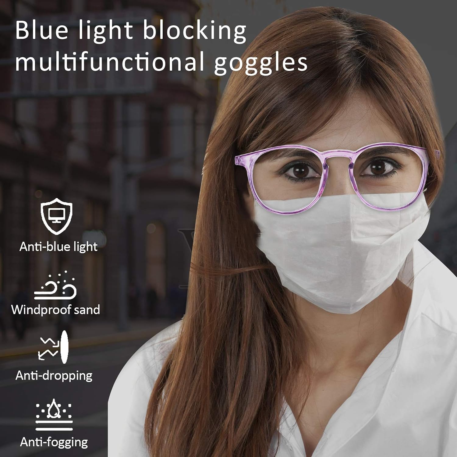 2 Pairs Anti Fog Safety Goggles Protective Glasses Blue Light Blocking Eyeglasses for Men Women