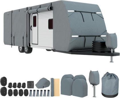 Travel Trailer RV Cover, Extra-Thick Upgraded 7 Layers for Camper Cover 24'-27' Windproof Waterproof Rip-Stop RV