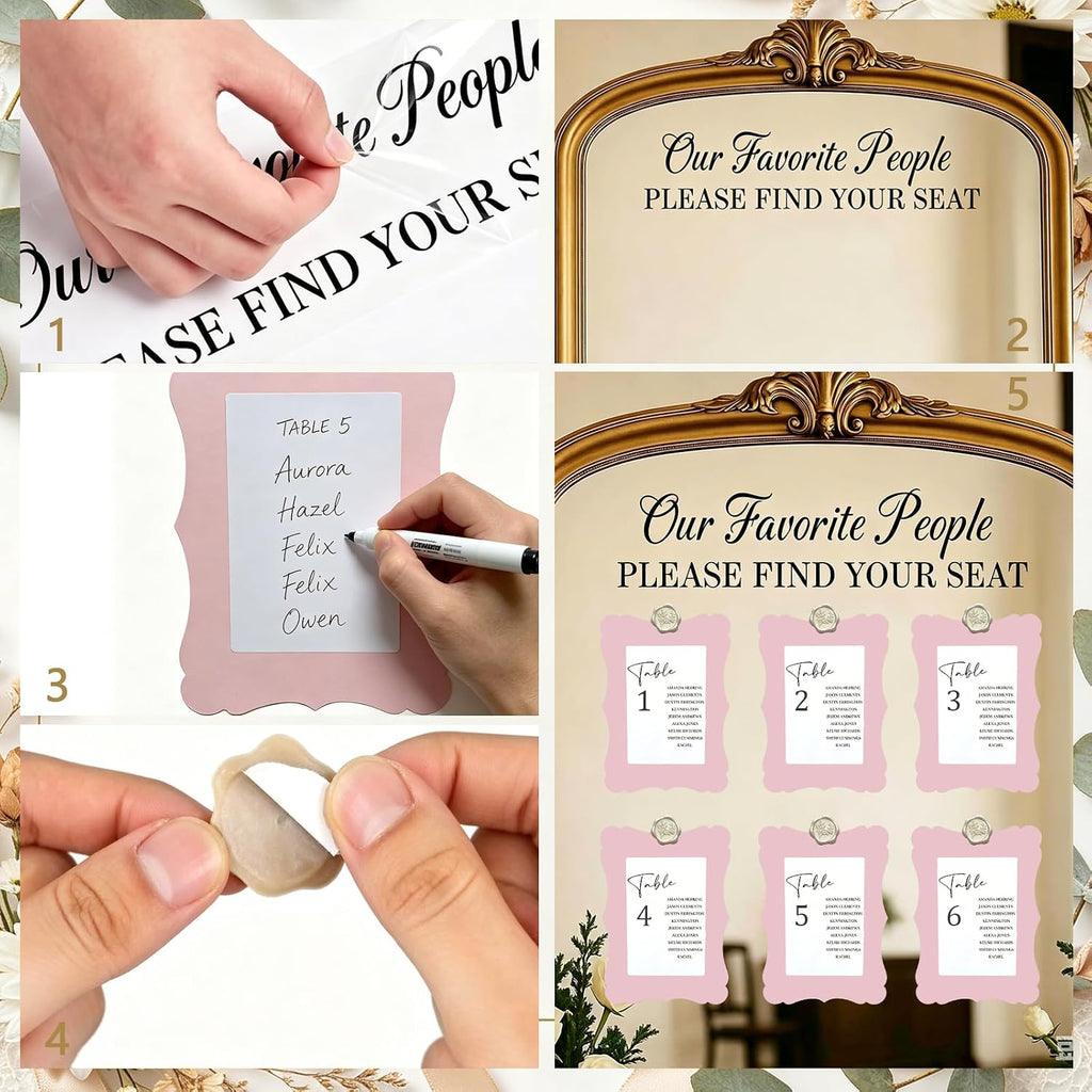 24 Set Wedding Seating Chart Kit, Guest Place Cards Wax Seals for Reception