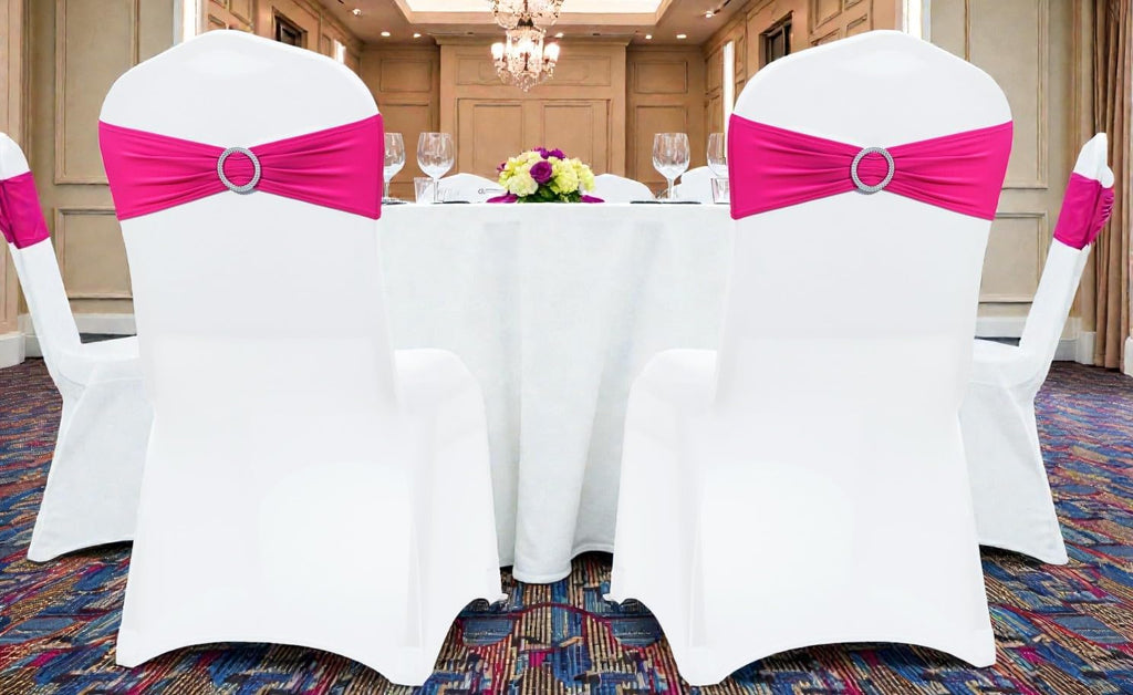 Pack of 10 Spandex Chair Sashes for Wedding Party & Event – Magenta
