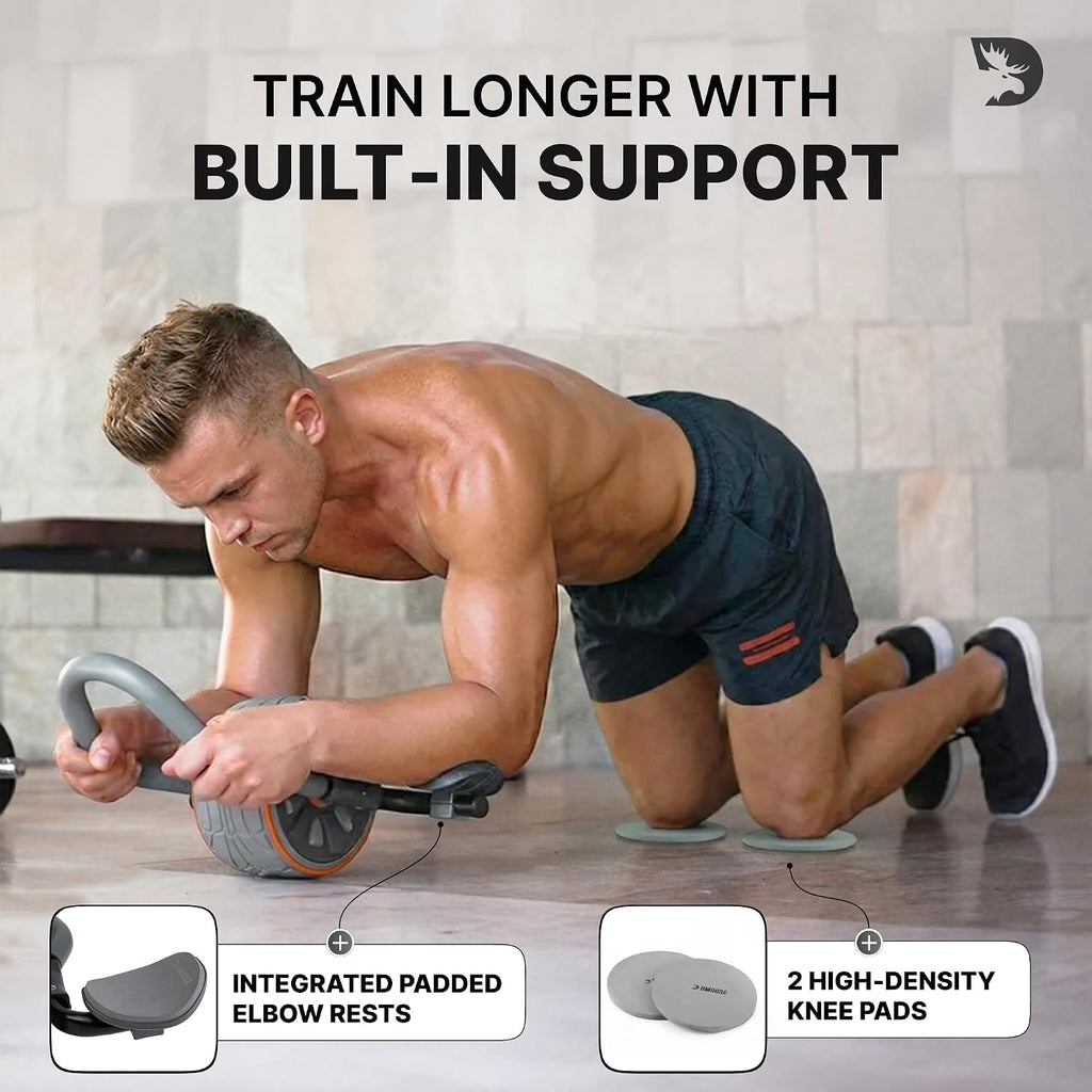 Ab Roller Wheel with Elbow Support & 2 Knee Pads - Abdominal Exercise Trainer for Core Strength Training - Ultimate