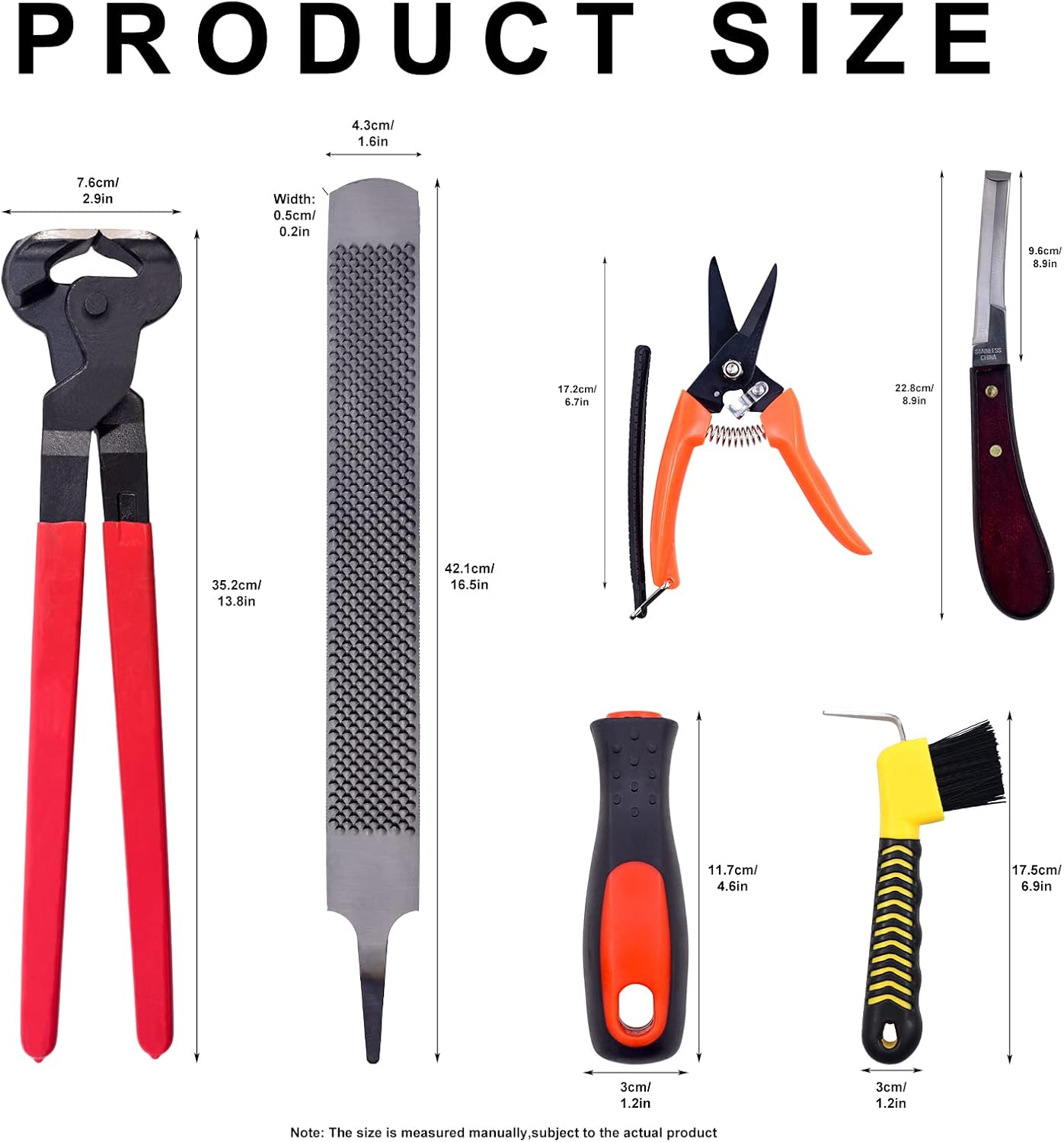14 inch Horse Farrier Tool Kits - 6Pcs Professional Hoof Trimming Farrier Tools, Can Easily Trim the Hooves of