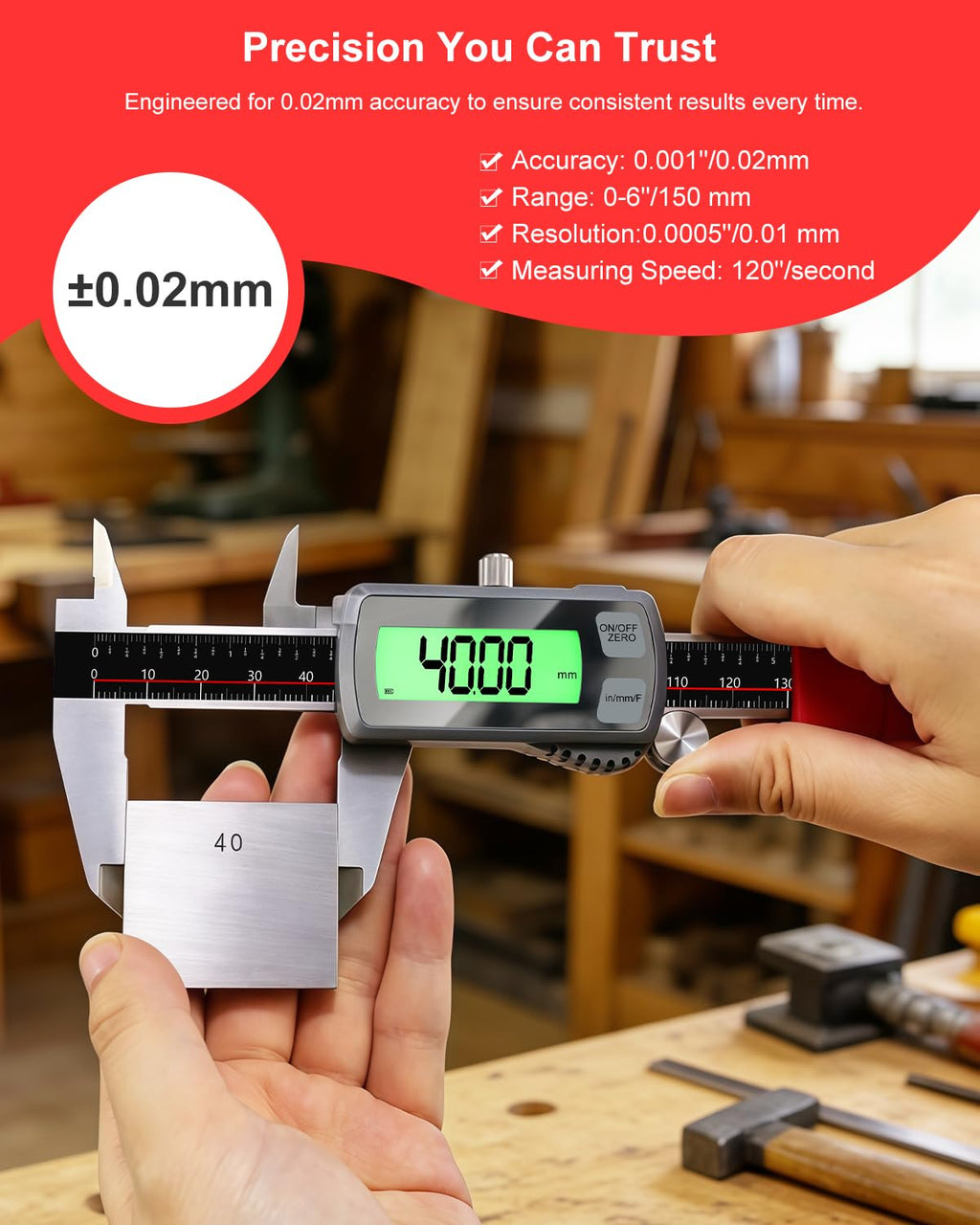 GODESON 6" USB-C Rechargeable Digital Caliper 0-150 mm