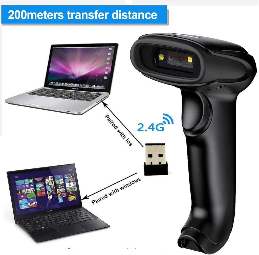 2D Wireless Barcode Scanner,Symcode Datamatrix PDF417 QR Code Handheld Reader for Screen and Printed Bar Code Scan