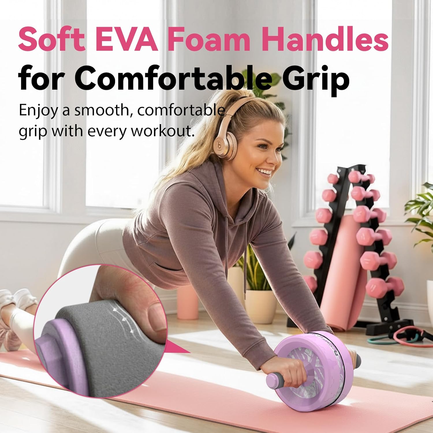 Ab Roller Wheel, Abs & Core Workout Equipment for Home Gym with Knee Pad Accessories, Abdominal Wheel for Full-body