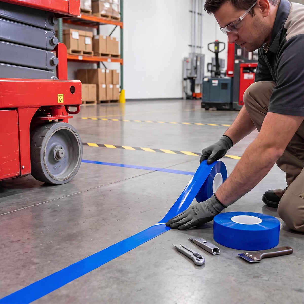 3" x100' Industrial Floor Marking Tape for Industrial,Blue