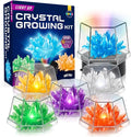 Light Up Crystal Growing Kit for Kids - Grow 6 Vibrant Crystals | STEM Science Experiments DIY Kit with LED Display