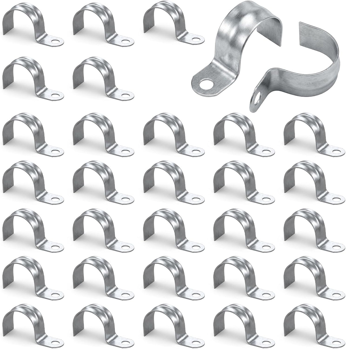 30-Pack 3/4" Conduit Clamp - Stainless Pipe Clamp, Single Strap for EMT