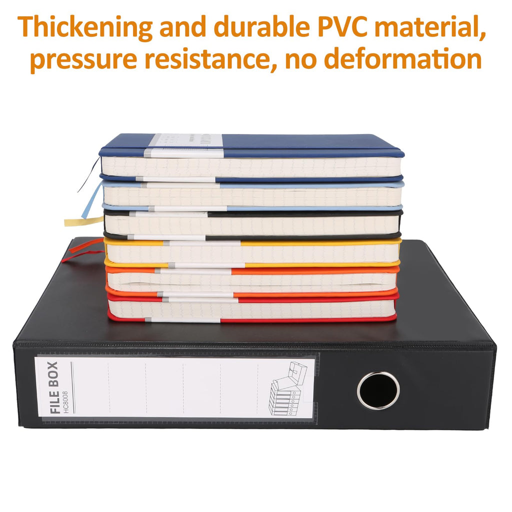 6 Pack A4 Storage File Boxes Plastic Archives Cases with Clip,Black