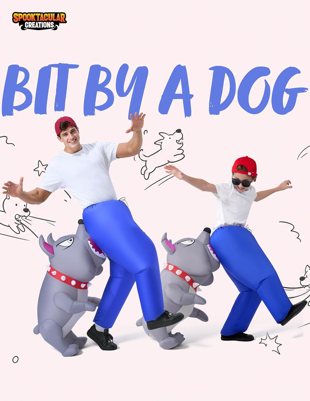 Kids Inflatable Biting By a Dog Costume, Blow Up Dog Suit, Inflatable Costume for Halloween Parties