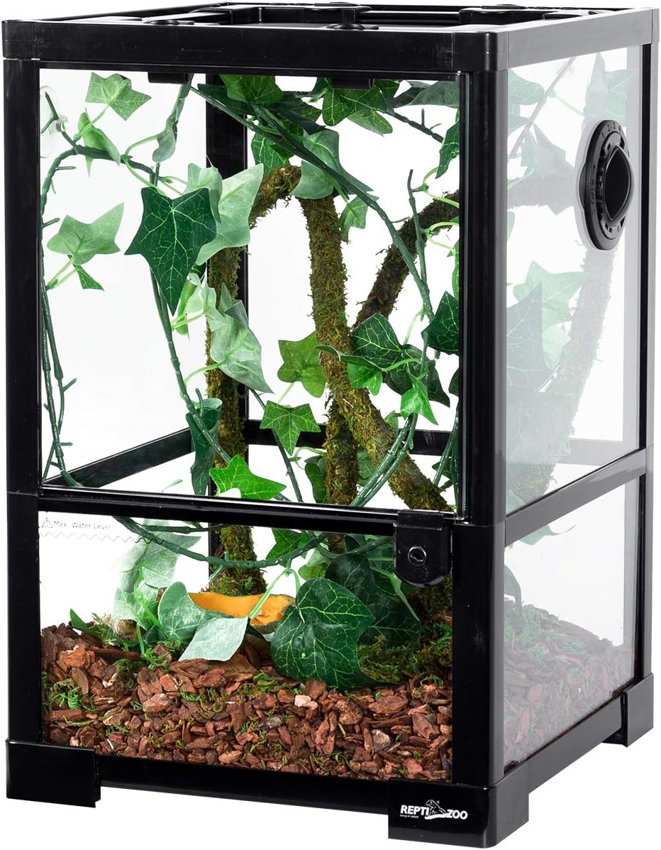 Amphibian Habitat Tank 10 Gallon, Full Vision Glass Reptile Terrarium 12" x 12" x 18", Vertical Reptile Tank with