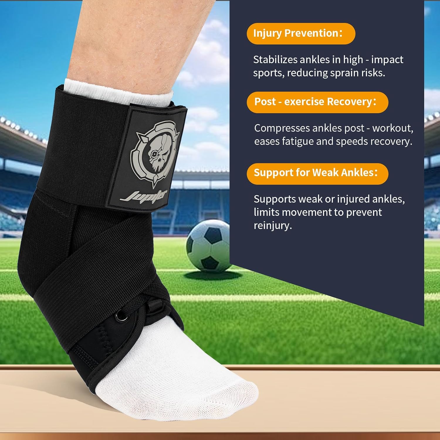 Ankle Brace for Sprained Ankles for Women & Men, Made of Neoprene with Dual Springs, for Injury Recover, Running