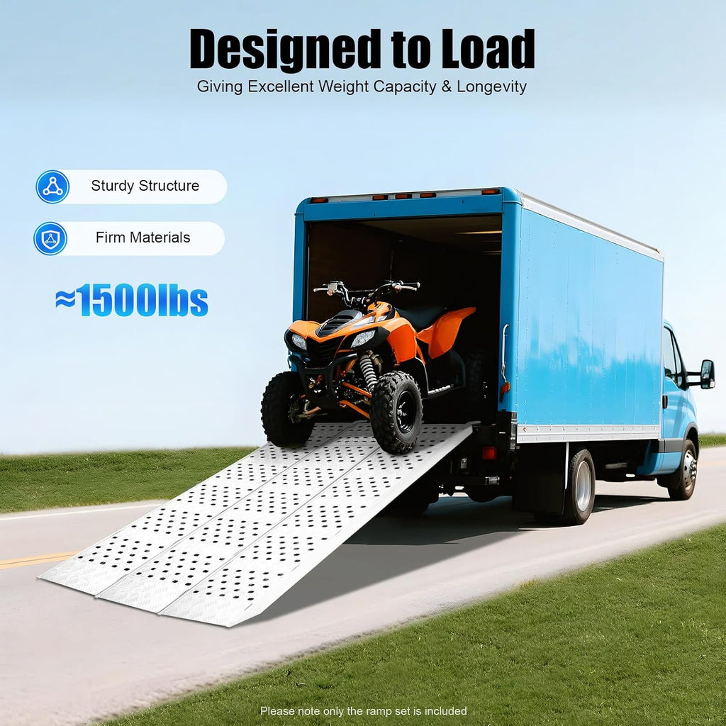 Folding Aluminum Loading Ramp, 77" x 54" Heavy Duty Loading Truck Ramp for Motorcycle ATV UTV Truck, 1500LB Capacity