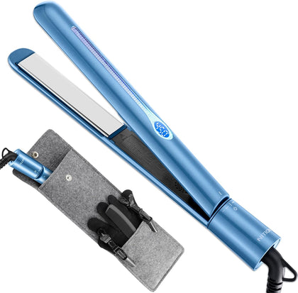 Nano Titanium Hair Straightener 1 inch 3D Floating Heating Plate Smooth Straightening Flat Iron for All Hair Type.
