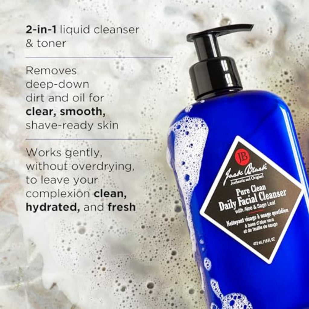 Pure Clean Daily Facial Cleanser for Men - Mens Face Wash, Jack Black Face Wash Men's, Face Wash for Men, Face