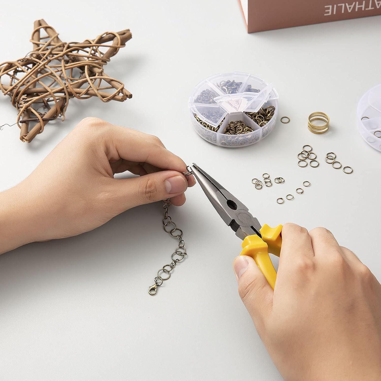 Jump Rings Kit With1000PCS Open Jump Rings 40PCS 12mm Lobster Clasps and Jump Rings Opener for Jewelry Making
