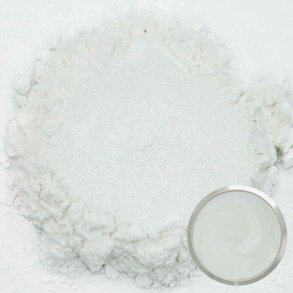 Pearl White Mica Powder, 1.8oz/ 50g Pearlescent Effect Mica Powder | Natural Color Pigment for Soap Making, Bath