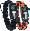 Tactical Paracord Bracelet (2 Pack) – Includes: Fire Starter, Loud Whistle, Emergency, and Compass – Adaptable Size –