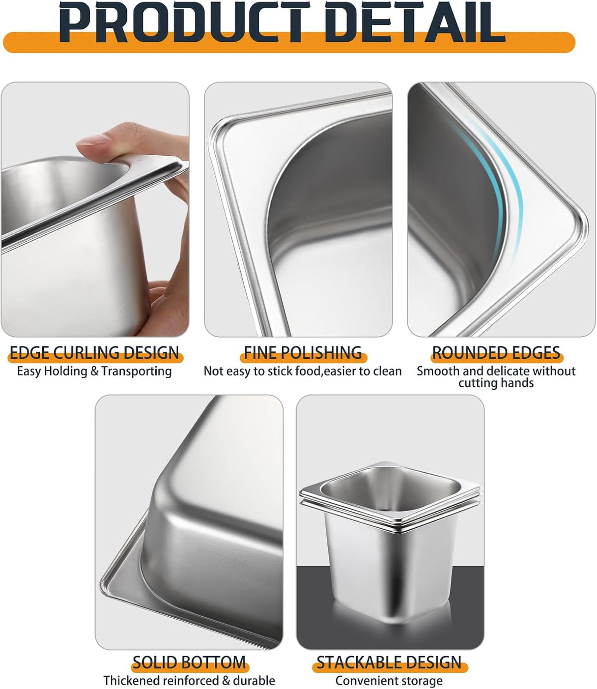 12 Pack 1/6 Size Stainless Hotel Pans with Lids