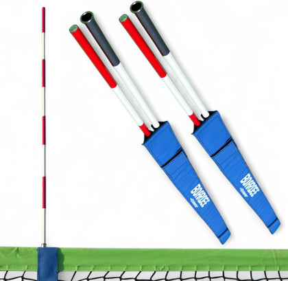 Foldable Volleyball Antenna Set - Durable Tarpaulin Hook-and-Loop Sleeves with Collapsible Fiberglass Antennas