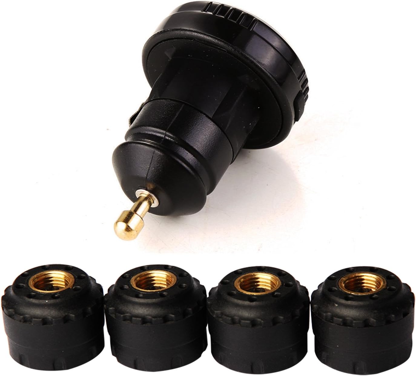 Wireless Tire Pressure Monitoring System (TPMS) for Small Size 4-tire Vehicles, Including 4 External Cap sensors