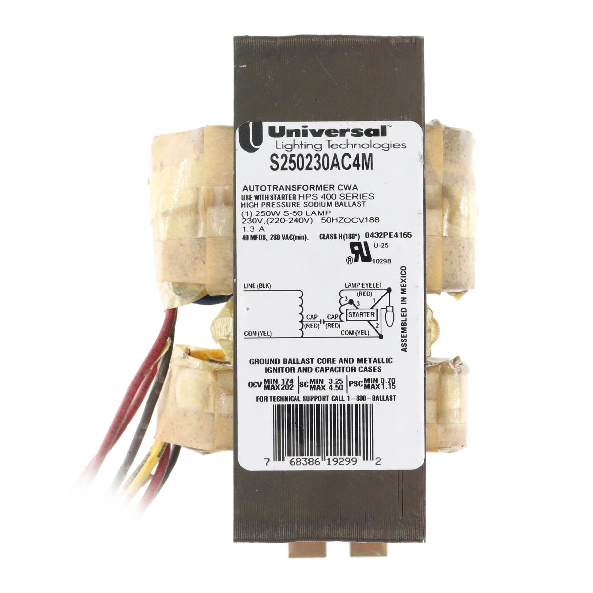 Technologies S250230AC4M-700C HPS High Pressure Sodium Ballast, 250W S50, 230V