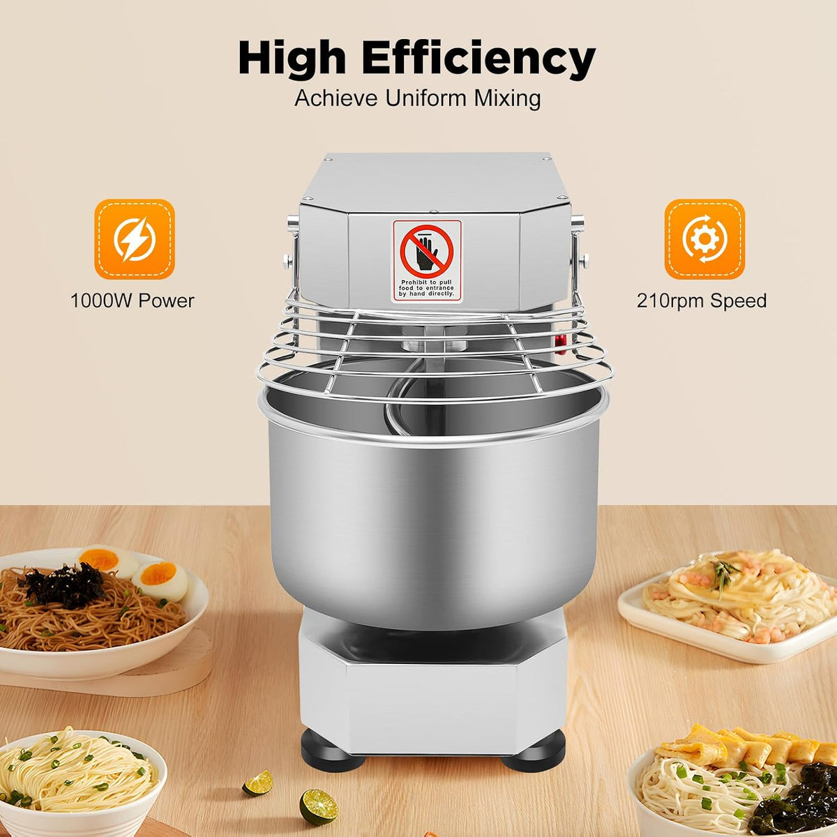 10L Dough Kneading Machine, 750W Commercial Bread Dough Mixer, 110V