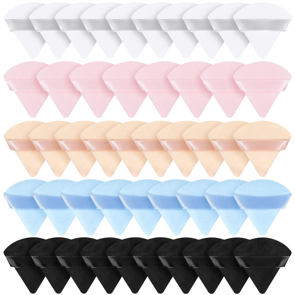 48 Pcs Triangle Powder Puff Velour Makeup Sponges,Bright Color