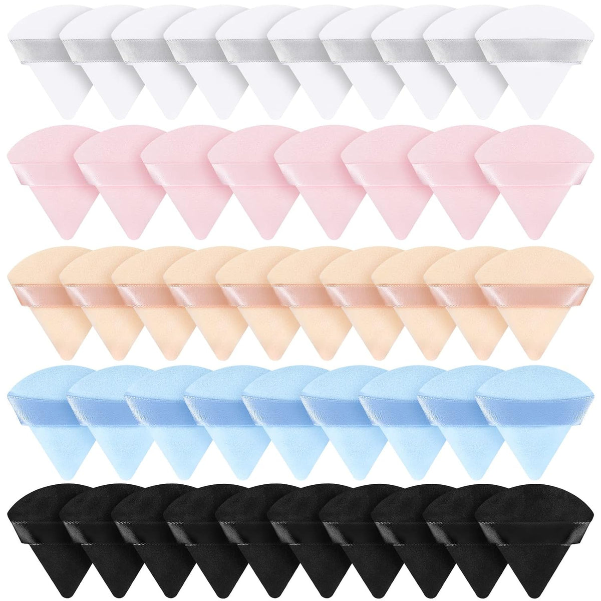 48 Pcs Triangle Powder Puff Velour Makeup Sponges,Bright Color