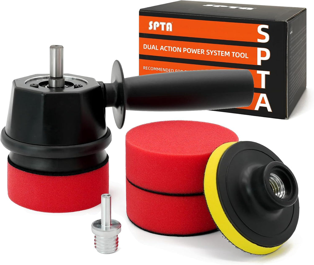 Dual Action Power System Tool, Forced Dual Action Polisher Adapter Detailing Tool with 3Pcs Polishing Pads For