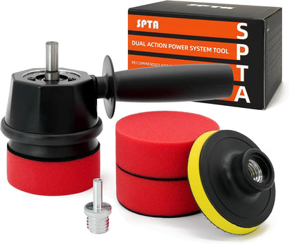 Dual Action Power System Tool, Forced Dual Action Polisher Adapter Detailing Tool with 3Pcs Polishing Pads For