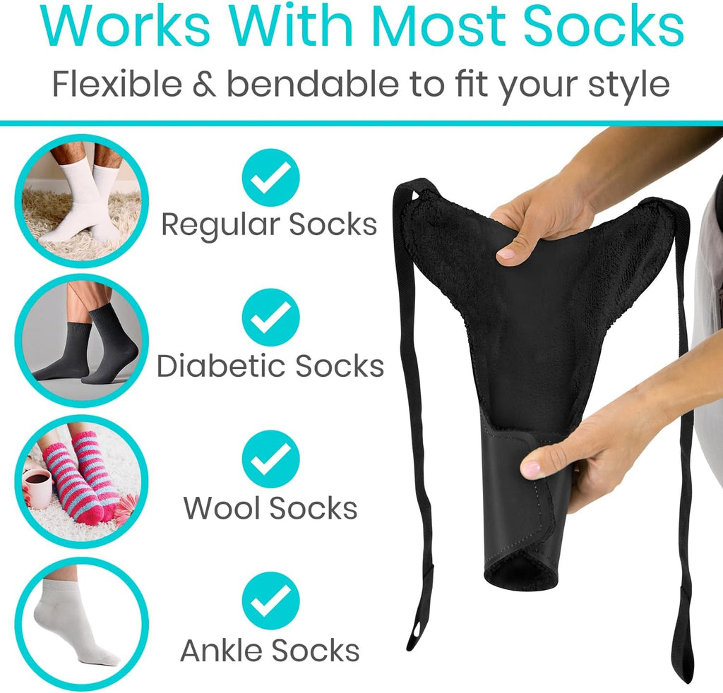Flexible Sock Aid for Putting on Socks - Extra Wide Sock Puller