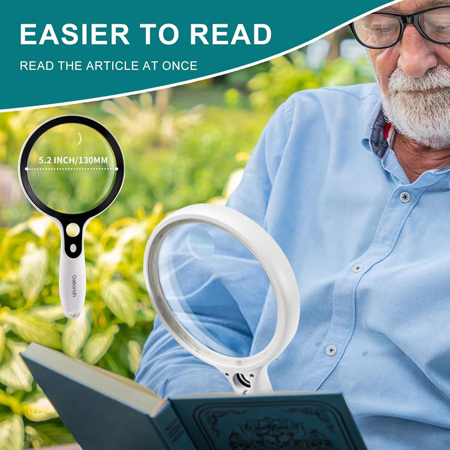 Large Magnifying Glass with 37 LED Light and Case, 10X 20X 45X Handheld Illuminated Lighted Magnifier with 3 Light