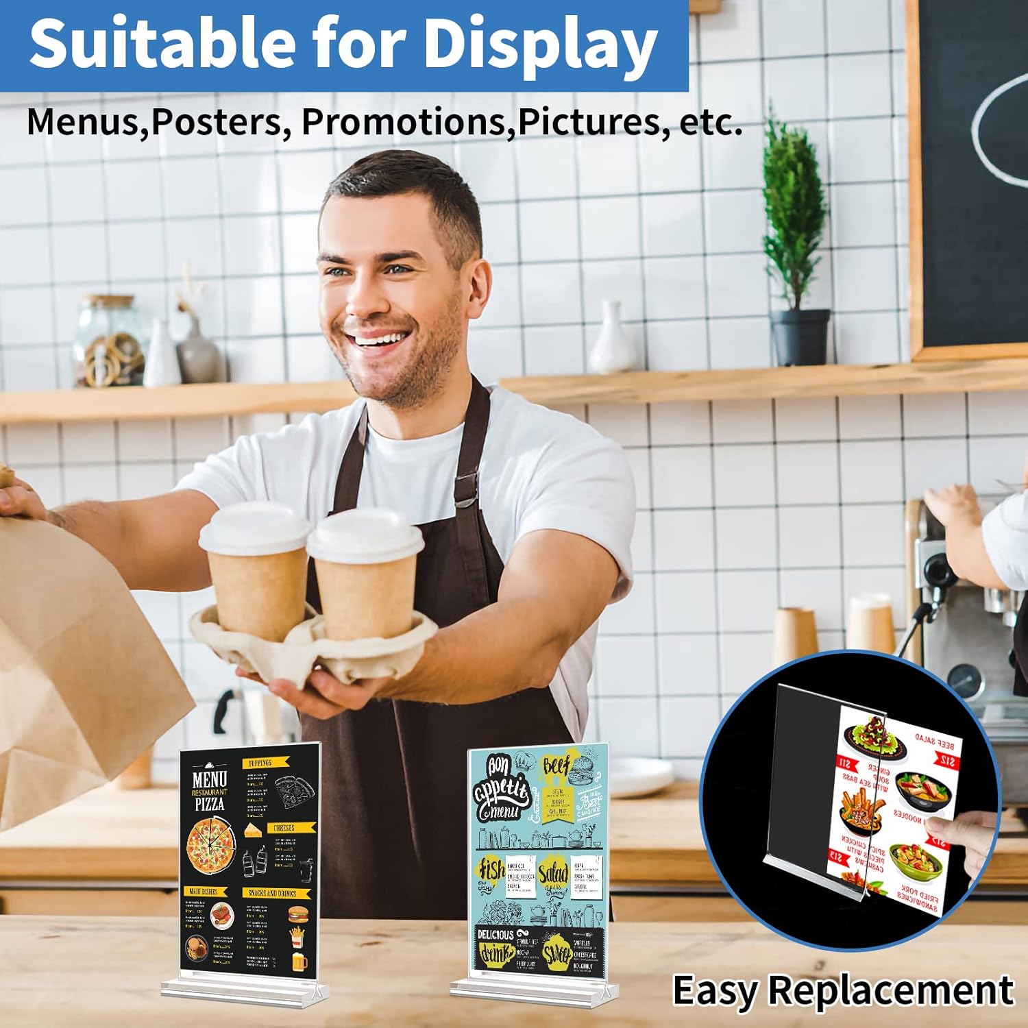 Acrylic Sign Holder 4x6 Inch,3 Pack Sign Holders Vertical | Clear, Double-Sided Display, Stands Stably, Stand Firmly