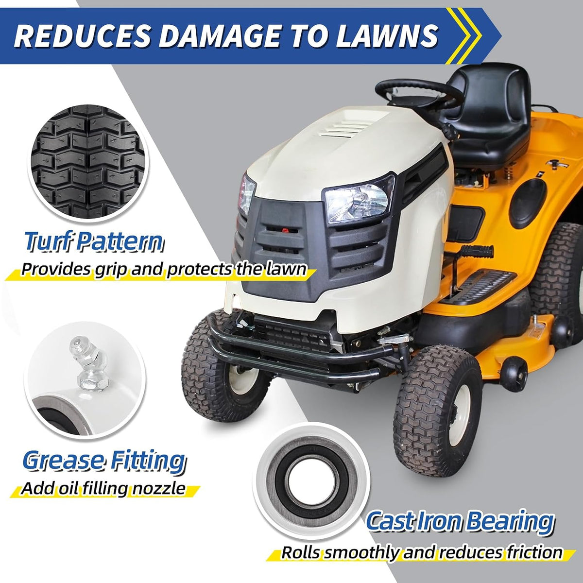 13x5.00-6 Rubber Lawn Mower Tire and Wheel, 2 Pcs Replacement 13x5-6nhs Riding Mowers Lawn Pneumatic Tire with