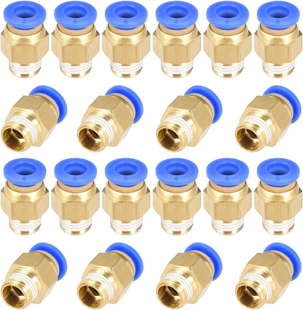 PC6-01 Push to Connect Fittings, 6mm Tube OD x 1/8” G Thread, Straight Pneumatic Quick Fitting Air Line Connector 20Pcs