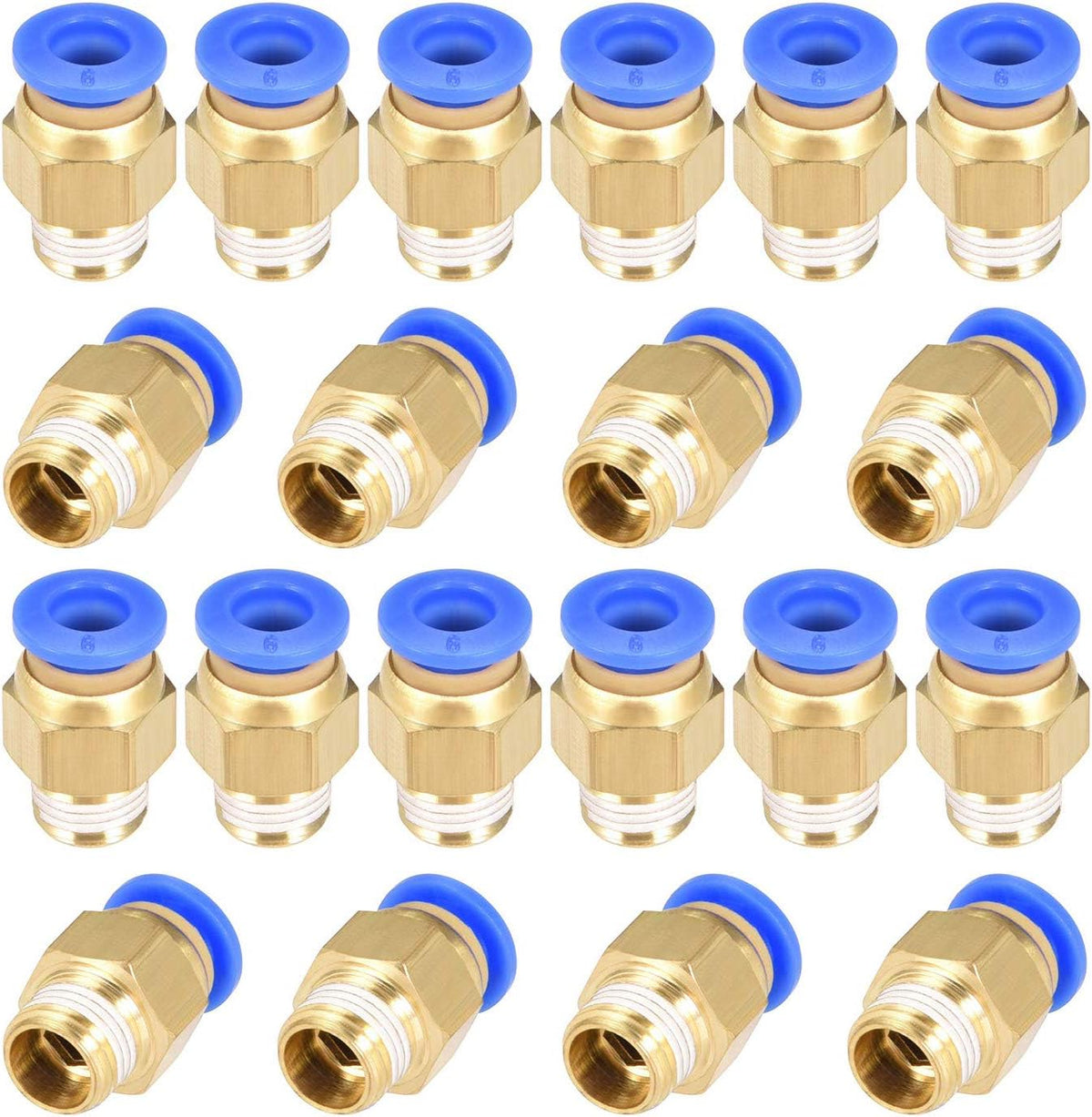 PC6-01 Push to Connect Fittings, 6mm Tube OD x 1/8” G Thread, Straight Pneumatic Quick Fitting Air Line Connector 20Pcs