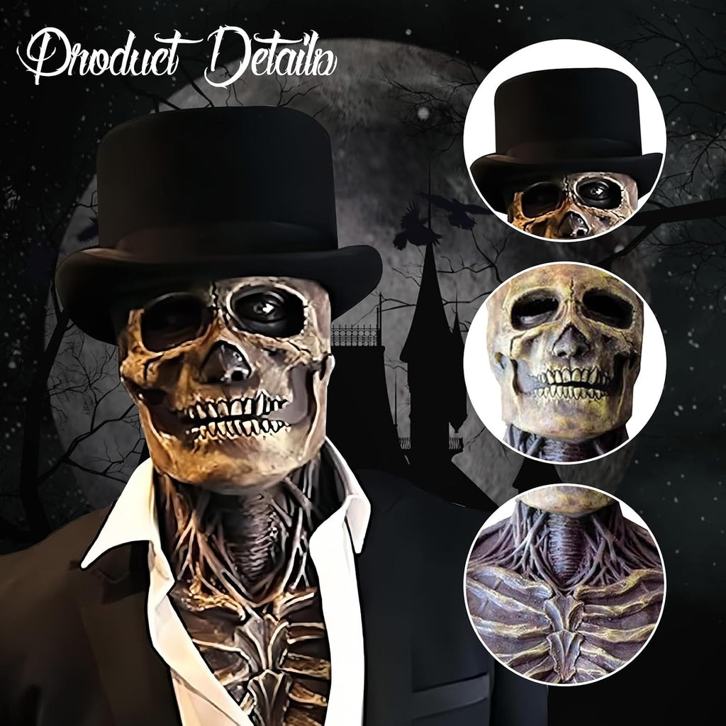 Halloween Skull Mask,Scary Full Head Horror Mask with Movable Jaw, Scary Realistic Latex Helmet Cosplay Party Props