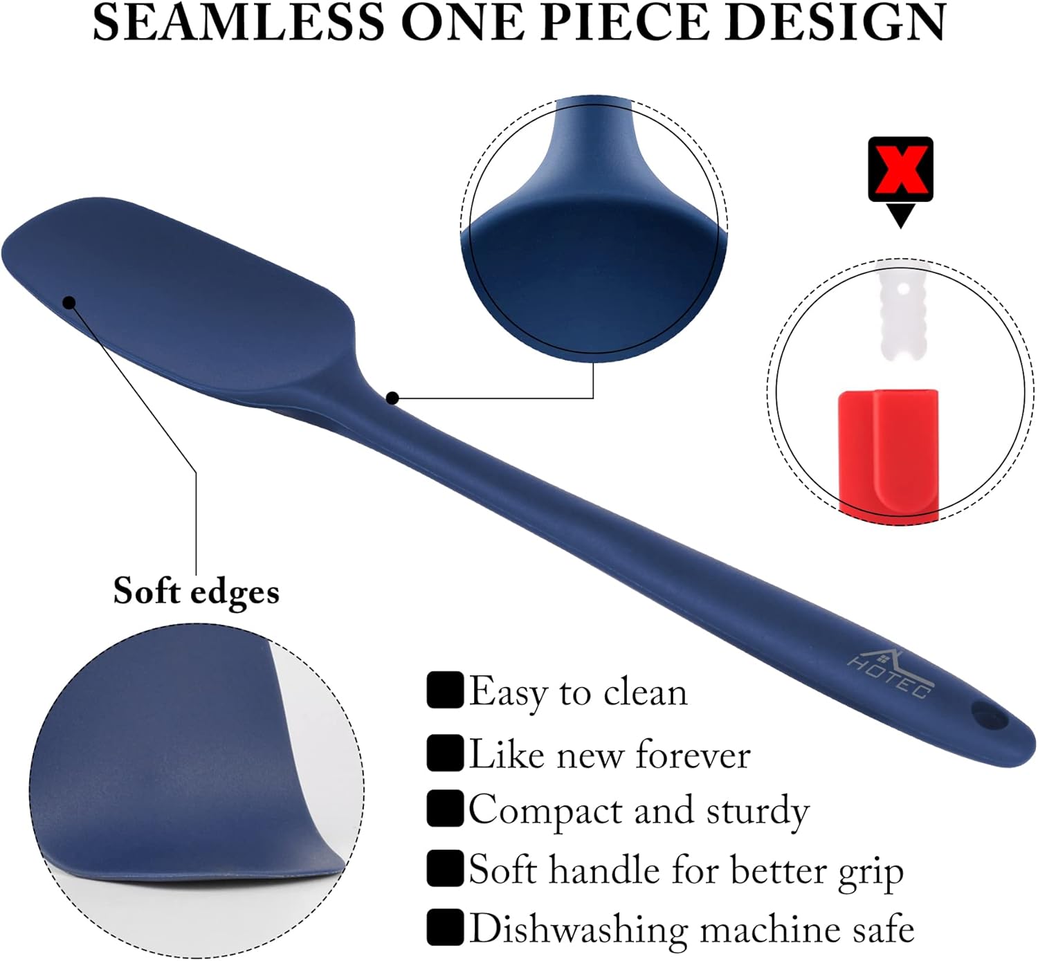 600℉ Heat Resistant BPA-Free Silicone Rubber Spatula Set, Kitchen Cooking Spatulas, Baking, Mixing