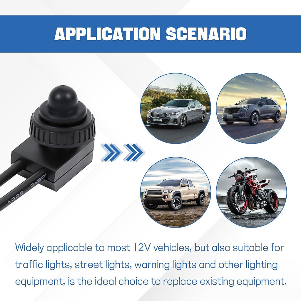 wuyaoyao 5PCS Waterproof Push Button Switch with 4" Lines