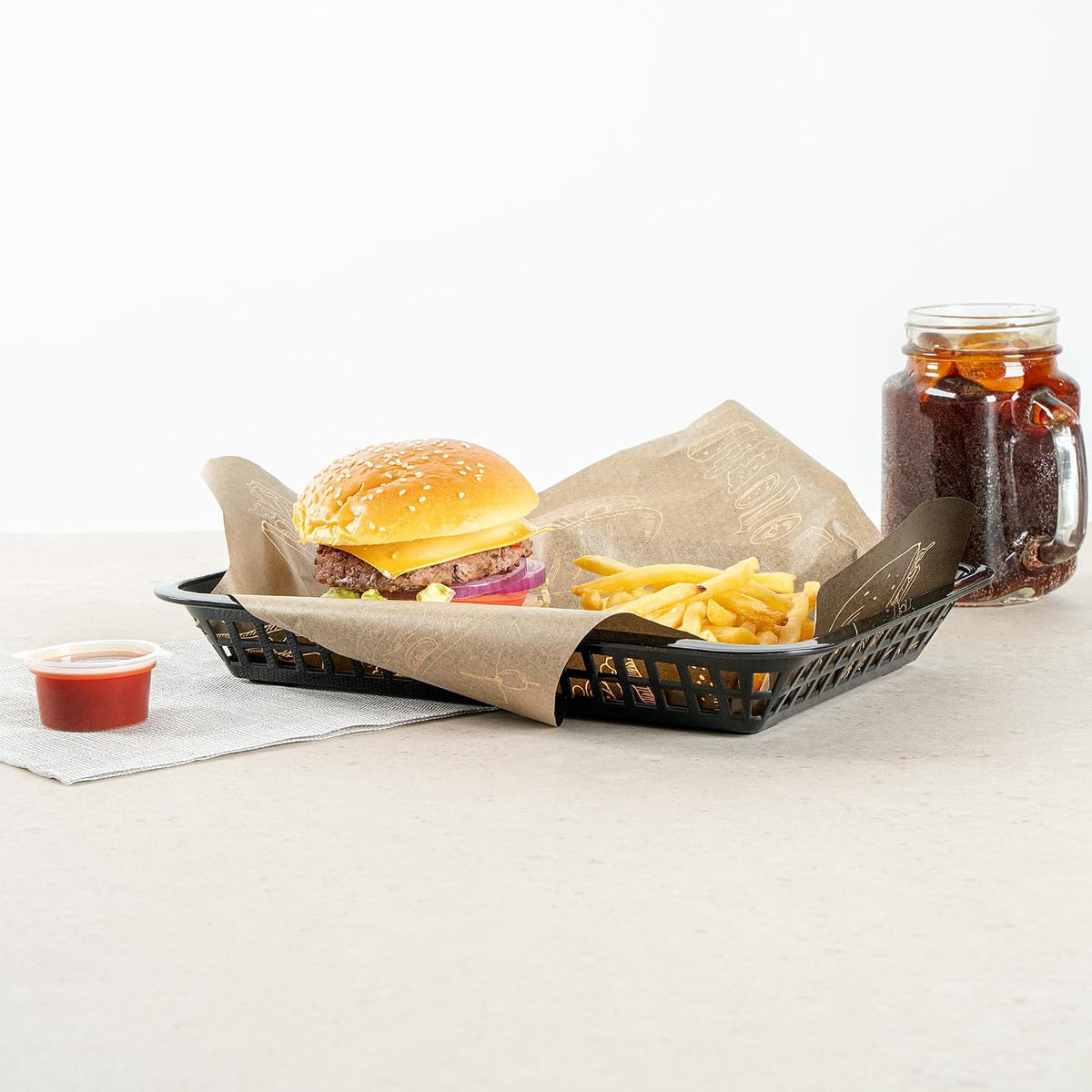 11.75 In Black Plastic Fast Food Serving Baskets, 10 Ct