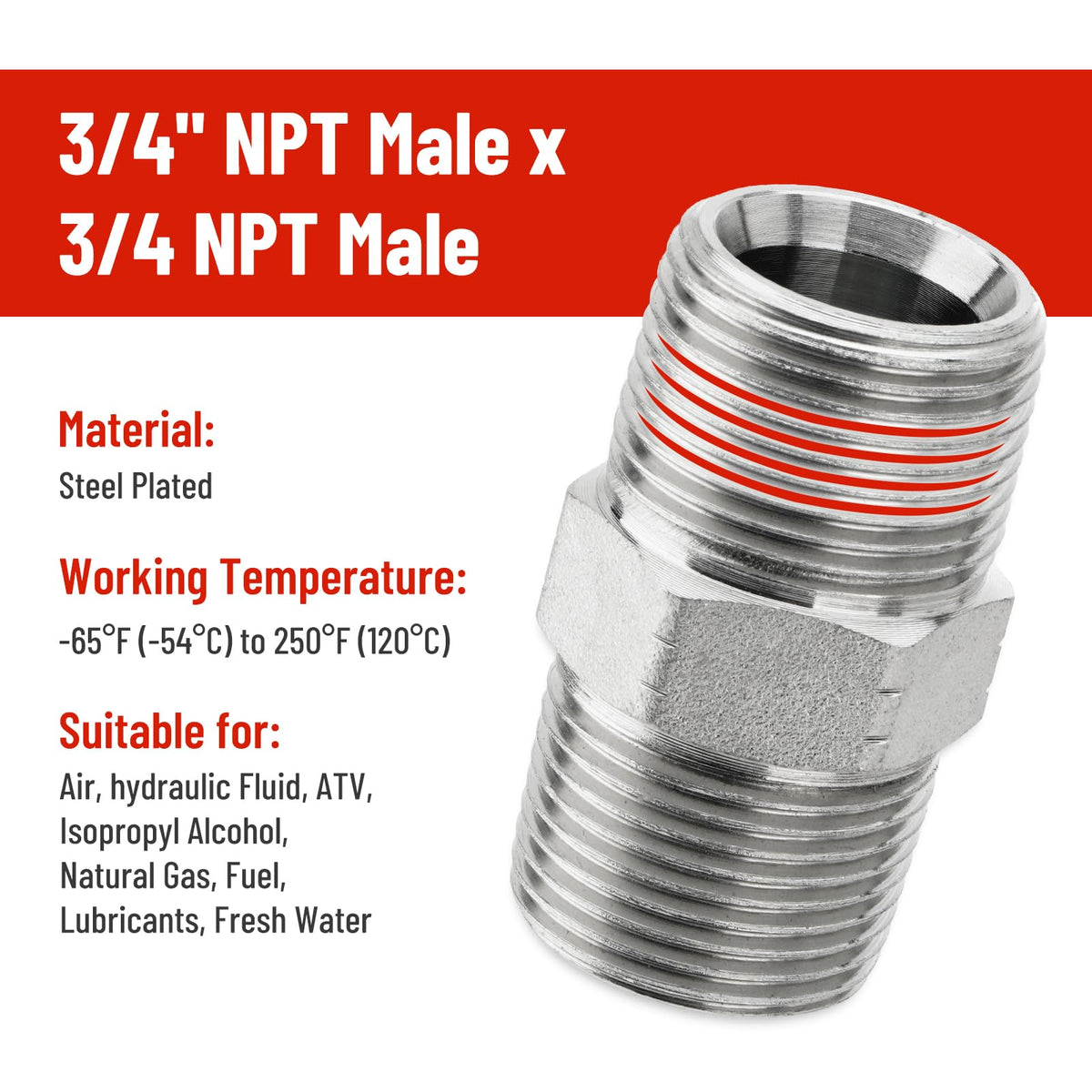 Venussar 3/4 Inch x 75 FT Red Jackhammer Air Hose