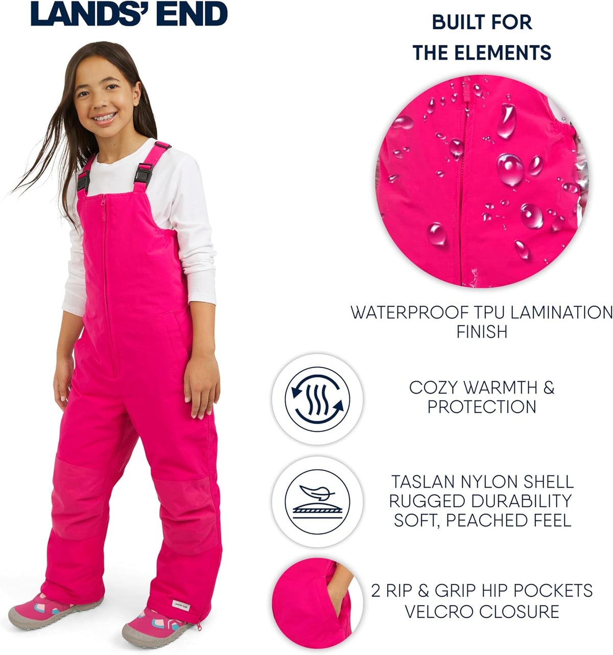 Unisex Kids Squall Waterproof Adjustable Insulated Iron Knee Snow Bib Overalls