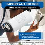 CBB60 20uF Motor Run Capacitor 450 VAC Volts Round Cylinder 2 Leads