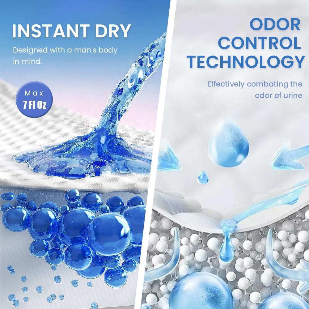 Deodorizing Incontinence Pads for Men,Medical Urine Shields Day&Night 3.5/7 Fl Oz,Male Pads for Leakage 3 Boxes of